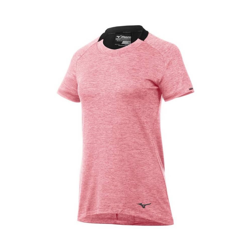 Camisetas Mizuno Alpha Short Sleeve Para Mujer Rosas/Negros 6957084-SJ